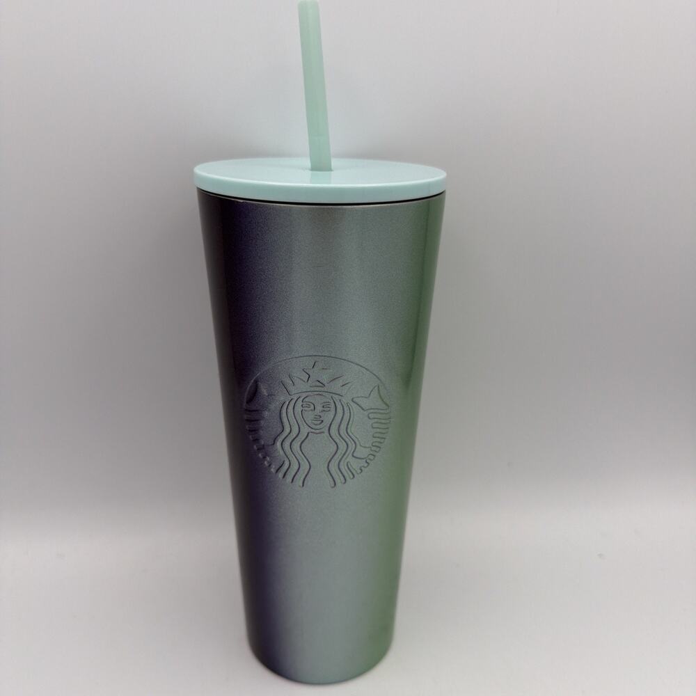 Starbucks 2021 Holiday Stainless Steel Ombre Tumbler Blue/Green Venti 24oz Cup